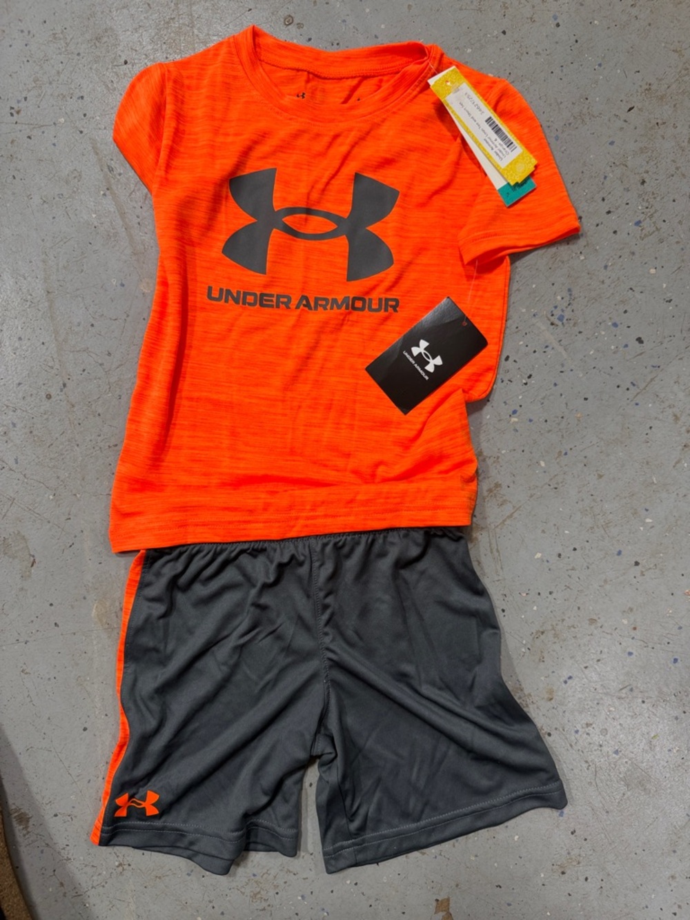 Under Armour Orange Heather Tee with Charcoal Athletic Shorts